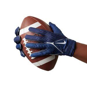 RARE Nike Superbad NFL ISSUED Football Gloves 3XL Navy Blue/White Padded NWT